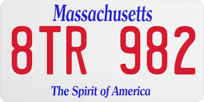 MA license plate 8TR982