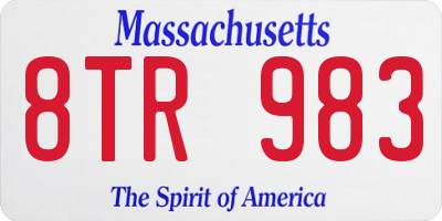 MA license plate 8TR983
