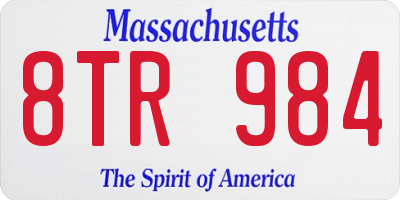 MA license plate 8TR984