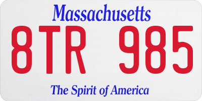 MA license plate 8TR985