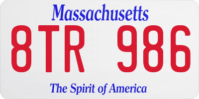 MA license plate 8TR986