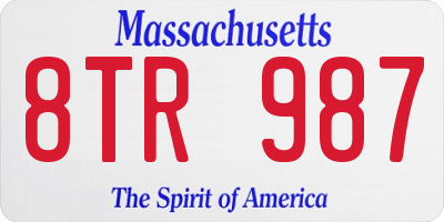 MA license plate 8TR987