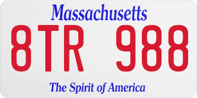 MA license plate 8TR988