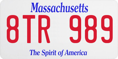 MA license plate 8TR989