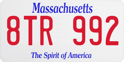 MA license plate 8TR992