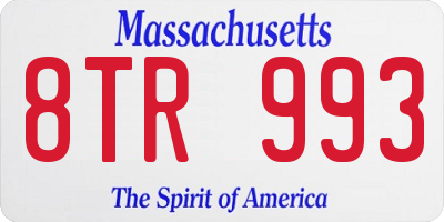 MA license plate 8TR993