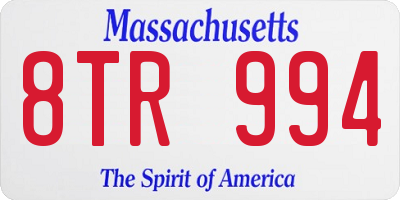 MA license plate 8TR994