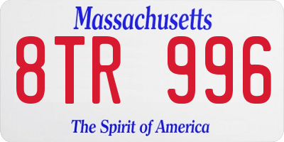 MA license plate 8TR996