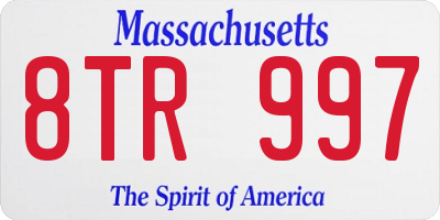 MA license plate 8TR997