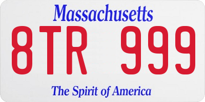 MA license plate 8TR999