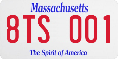 MA license plate 8TS001