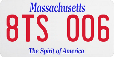 MA license plate 8TS006