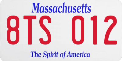 MA license plate 8TS012