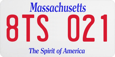 MA license plate 8TS021