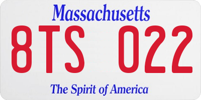 MA license plate 8TS022