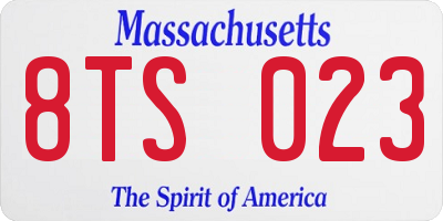 MA license plate 8TS023