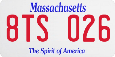 MA license plate 8TS026