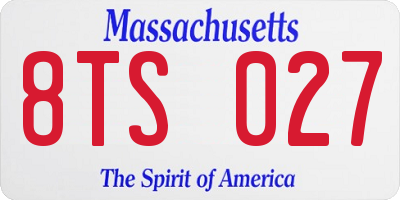 MA license plate 8TS027