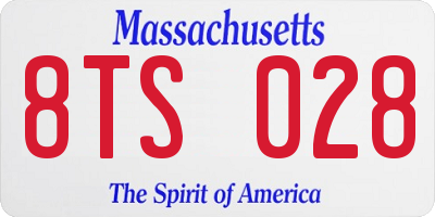 MA license plate 8TS028