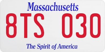 MA license plate 8TS030