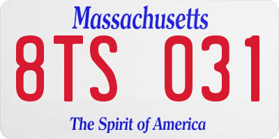 MA license plate 8TS031