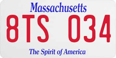 MA license plate 8TS034