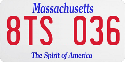 MA license plate 8TS036