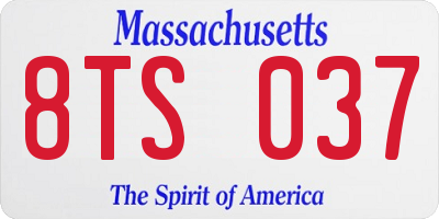 MA license plate 8TS037