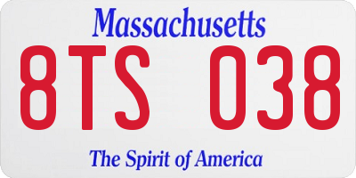 MA license plate 8TS038