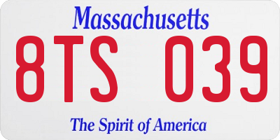 MA license plate 8TS039