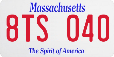 MA license plate 8TS040
