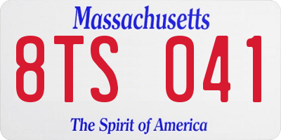 MA license plate 8TS041