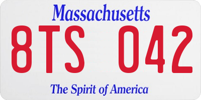 MA license plate 8TS042