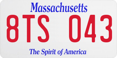 MA license plate 8TS043