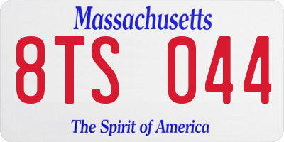MA license plate 8TS044