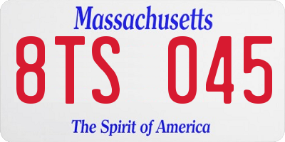 MA license plate 8TS045
