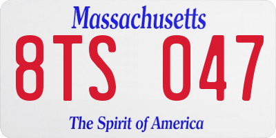 MA license plate 8TS047