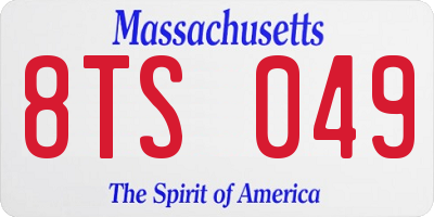 MA license plate 8TS049