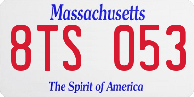 MA license plate 8TS053
