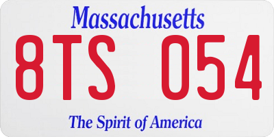 MA license plate 8TS054