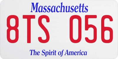 MA license plate 8TS056