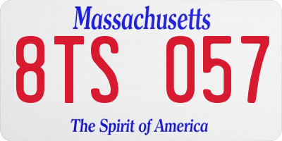 MA license plate 8TS057