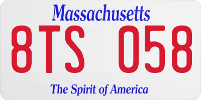 MA license plate 8TS058