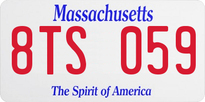 MA license plate 8TS059