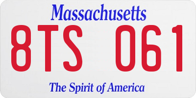 MA license plate 8TS061