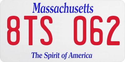MA license plate 8TS062