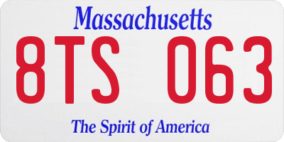 MA license plate 8TS063