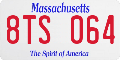 MA license plate 8TS064