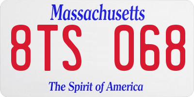 MA license plate 8TS068
