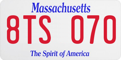 MA license plate 8TS070
